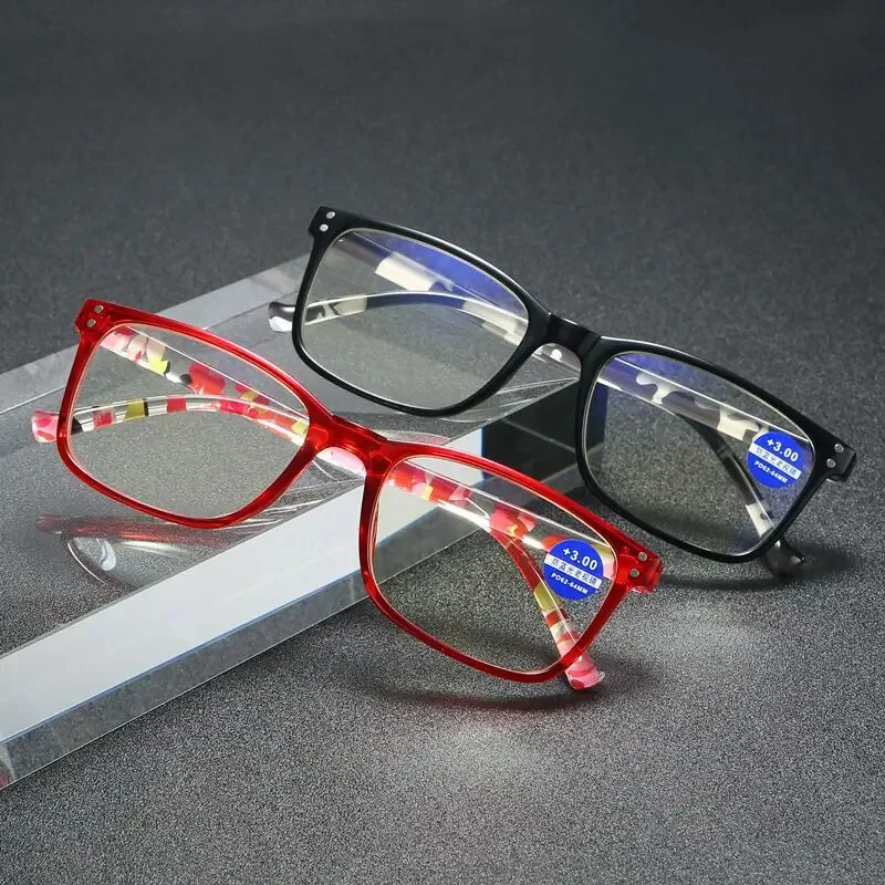 New Women Reading Glasses Ultra-light Anti-blue Light Flower Print Resin Read Eyeglasses Magnifying Presbyopic Eyewear +1.0~+4.0