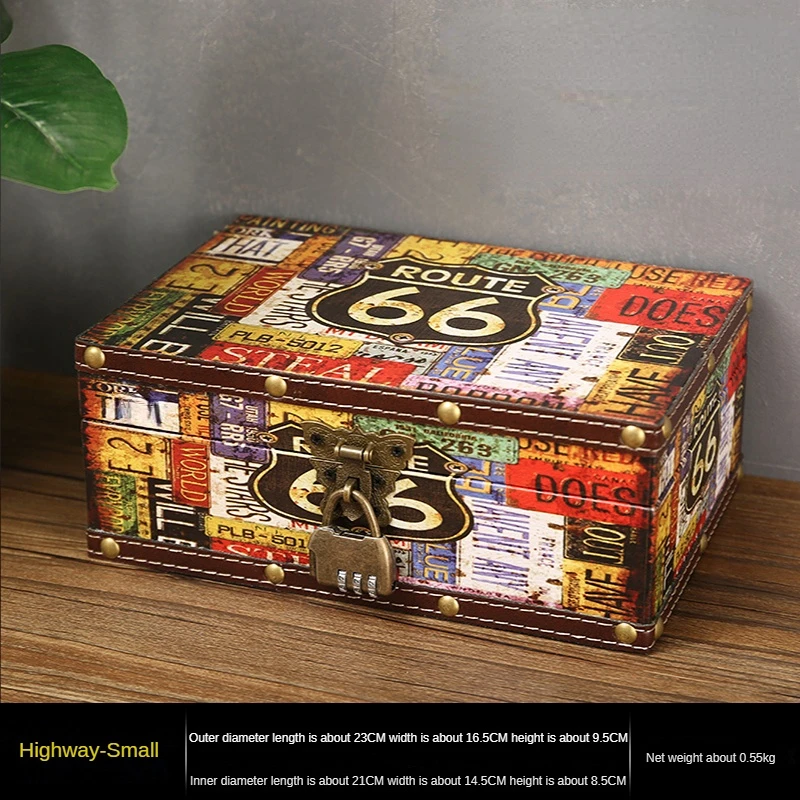 Retro Treasure Chest with Lock Vintage Wooden Storage Box Antique Style Jewelry Storage Box Safe Box