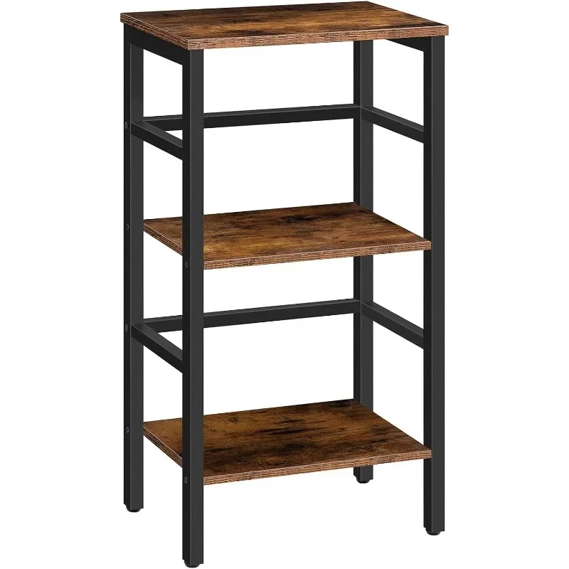 

3 Tier Bookshelf Narrow Bookshelf Record Storage Rack with Side Fence Wooden Free-Standing Shelf Units