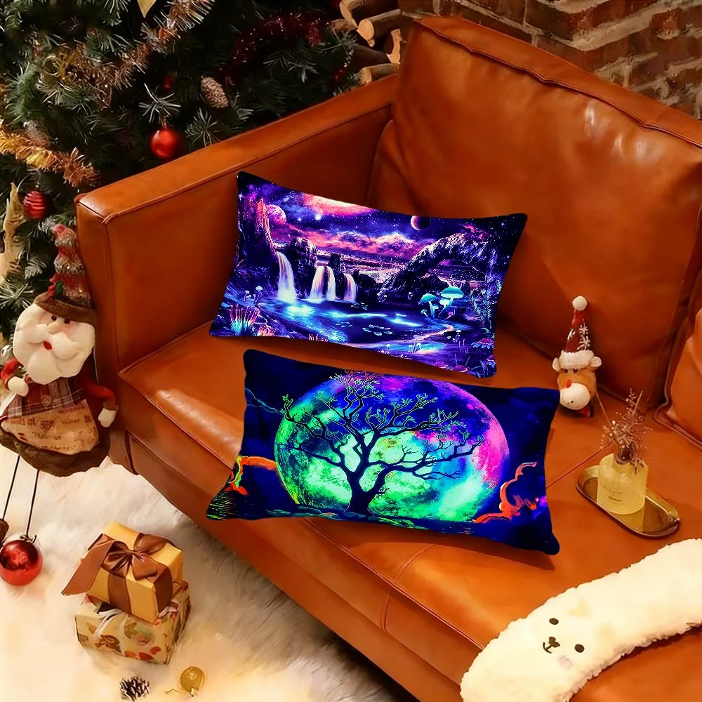 

Чехол для подушки Blacklight Waterfall Moon, прямоугольная наволочка с принтом, прикроватная тумбочка, диван, украшение для дома, наволочка