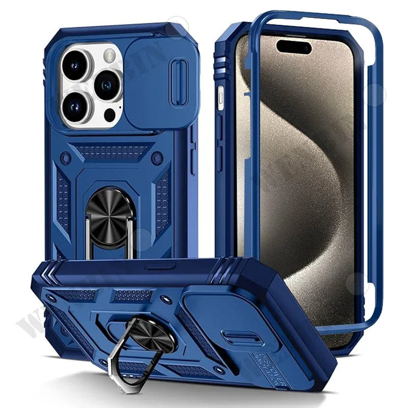 Hülle für iPhone 17 16 16e 15 14 13 12 11 Pro Max Plus Mini XS XR 8Plus 8 7SE Heavy Duty mit Kamera 360 Grad Kickstand Cover