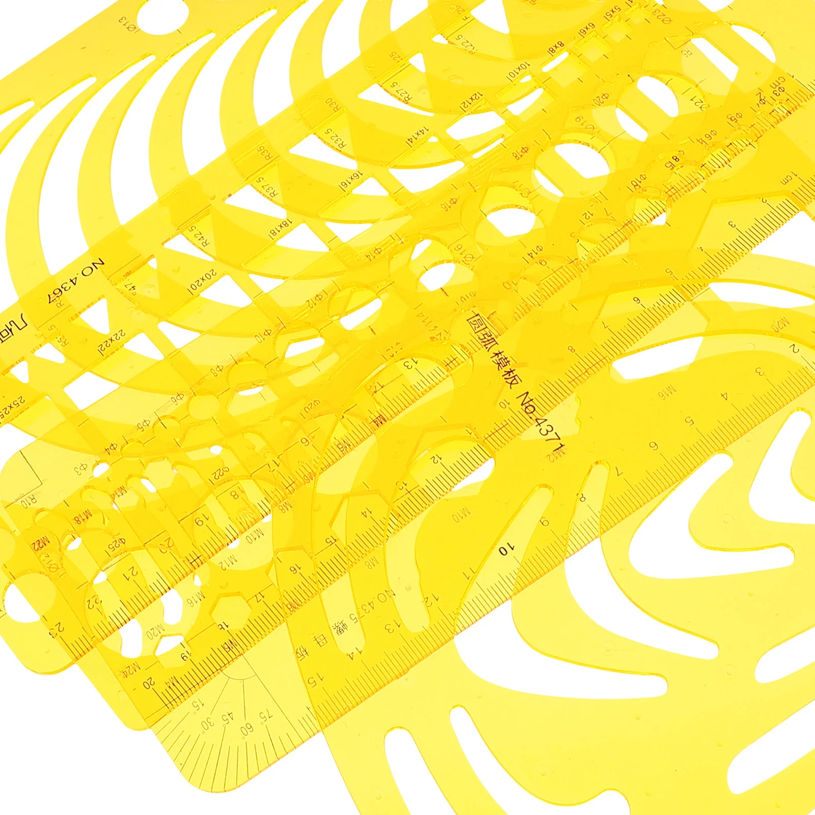 مجموعة مسطرة قالب منحنية مكونة من 4 قطع أداة قياس خطة موسعة برتقالية شفافة لعمارة تصميم الرسم