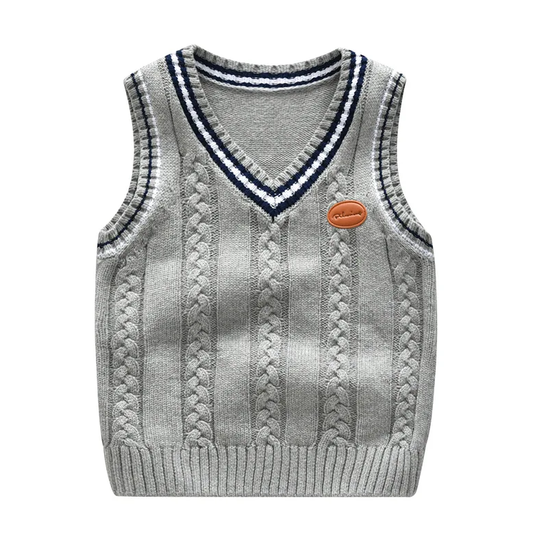 2-8 years old children's sweater sweater for boys and girls V-neck twist vest school uniform knitted waistcoat pure cotton