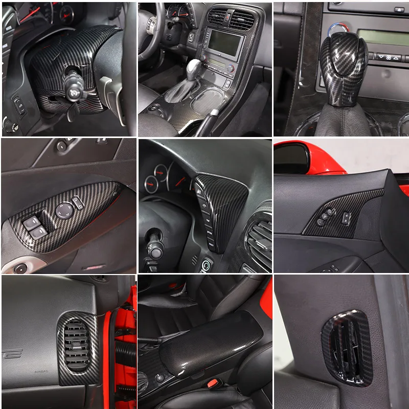 

ABS углеродное волокно для Chevrolet Corvette C6 2005-2013, автомобильное стекло, подъемная рамка, подлокотник, защитная крышка, наклейка, автомобильные аксессуары