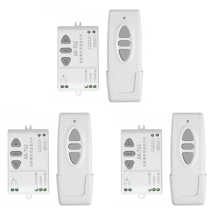 

【Lowest-Price!】3X AC85-250V Motor Remote Switch Controller Projection Screen Motor Wireless Switch 433 UP Down Stop