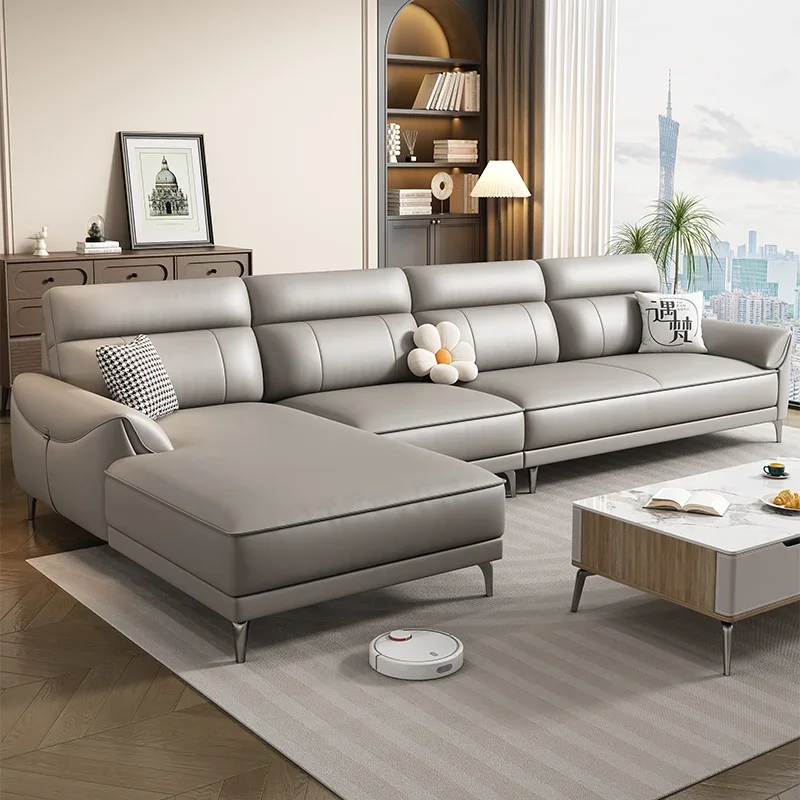 

Leather sofa concubine L-shaped corner 2024 new living room modern simple small apartment first-layer cowhide sofa