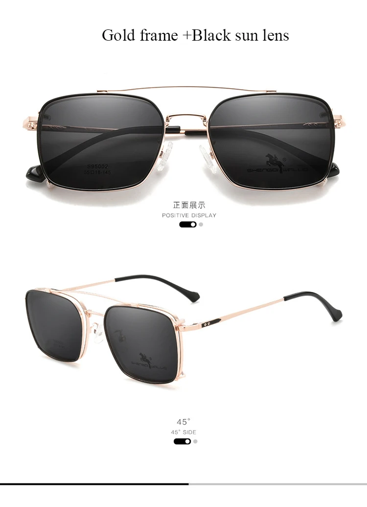 BCLEAR Vintage Legierung Clip-Auf Sonnenbrille Mode Optische Rahmen Männer Frauen Spektakel Polarisierte Clip Sonnenbrille UV Schutz – Detail 12