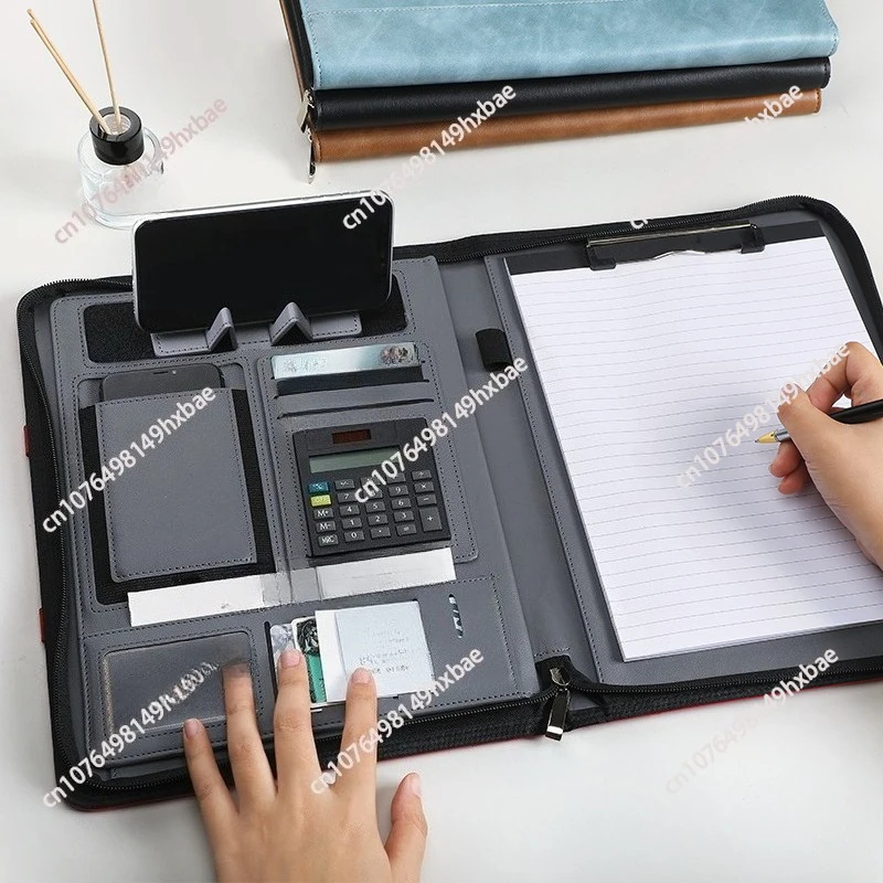 Manager Folder Padfolio Diary Notebook and Journal Calculator Binder Spiral Note Book Business Zipper Bag Line Handbook