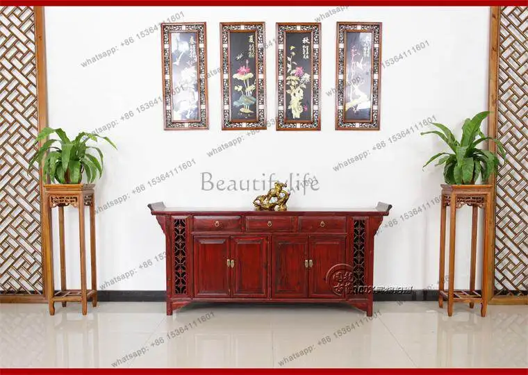 Ming and Qing classical furniture dining side cabinet multi-functional four-door three-bucket cabinet