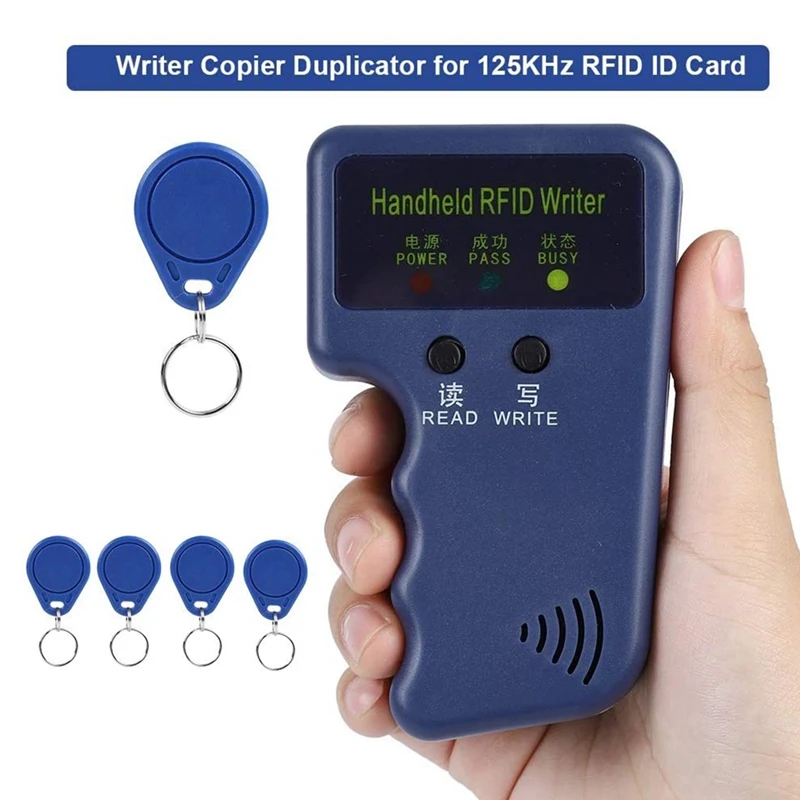 Handheld 125Khz RFID ID Card Writer Reader For Access Control With 5 Labels Supports EM4100/EM410X
