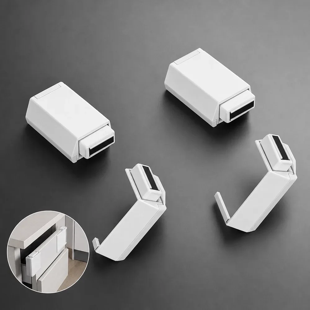 4pcs Magnetic Button Latch for Cabinet Door, Furniture Hardware Push to Close Latch, Self-Adhesive Sliding Lock with Rebound