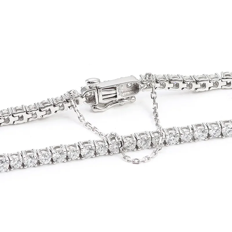 AIOSC Real Gold 14k18k D Color 2~4mm Four Claw Moissanite Tennis Bracelet with Safety Chain Bracelet GRA Certified Fine Jewelry
