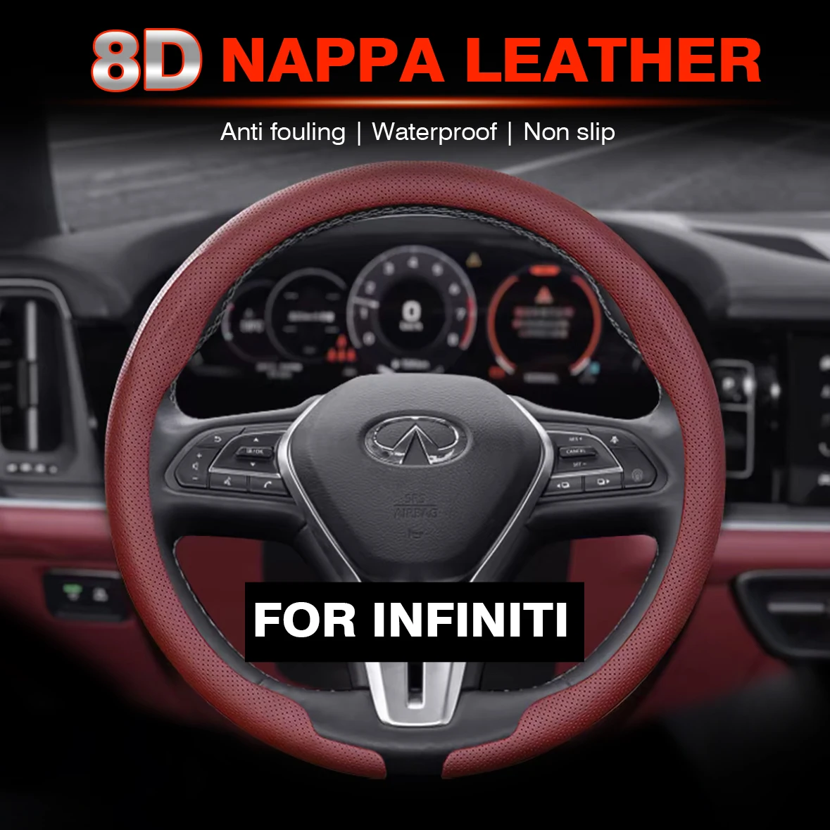 

Car Suede Steering Wheel Cover Summer Sweat-absorbin For Infiniti Q50 Q60S Q70 QX30 QX50 QX55 QX56 QX60 QX70 QX8 JX35 EX25 FX35