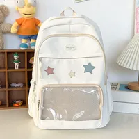 Japanese Y2k Kawaii Star Transparent Backpack Women Students Casual Aesthetic Star Schoolbag Girl High-capacity Preppy Backpacks