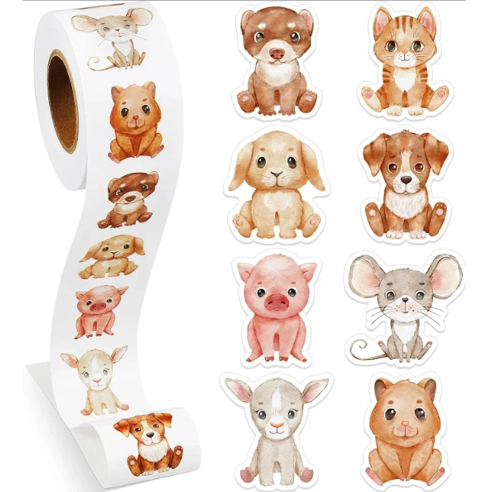 500pcs Cute Animals Cat Reward Stickers for Kid Children Kindergarten School Encouragement Students Games Toy Stationery Sticker