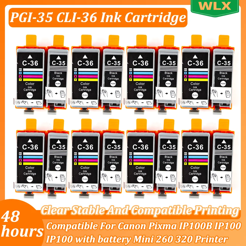 3 SET-20 SET PGI-35 CLI-36 PGI35 CLI36 Ink Cartridge Compatible For Canon Pixma IP100B IP100  IP100 with battery Mini 260 320