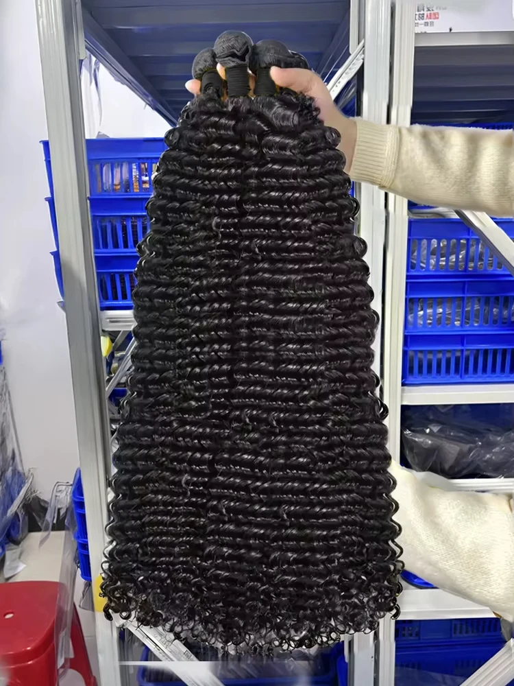 

16A Девственный парик, глубокие волнистые волосы, пучок 100% бразильских натуральных волос, 20, 22, 24 дюйма, темные толстые длинные вьющиеся волосы, подходят для женщин