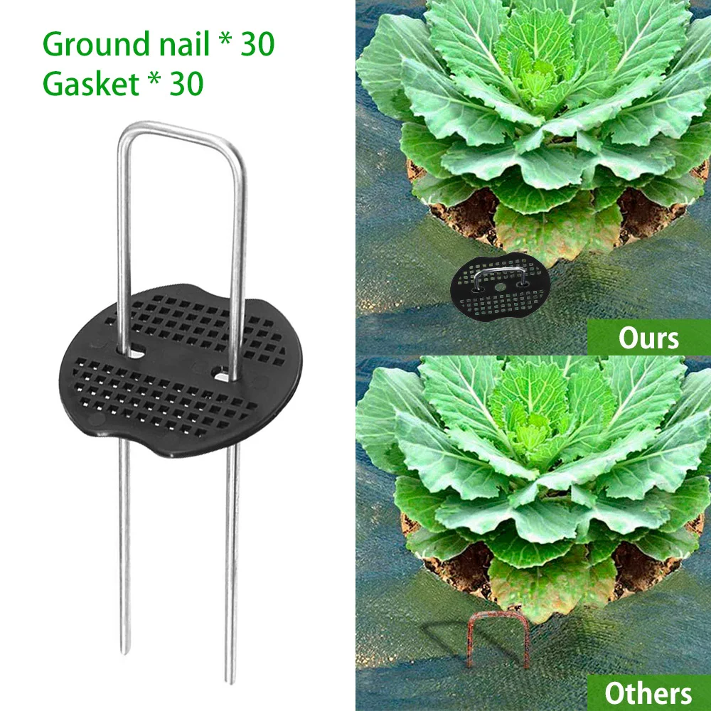 

30pcs Ground Peg U-Shaped Garden Peg Heavy Duty Metal Ground Staple With Buffer Washers For Securing Weed Control Membrane