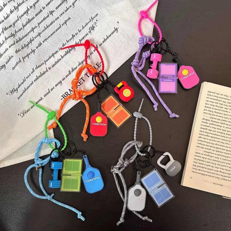 Gifts for Pickleball Lovers Fashion Sports Pickleball Keychain Mini Paddle and Pickleball Design Pickle Ornament,