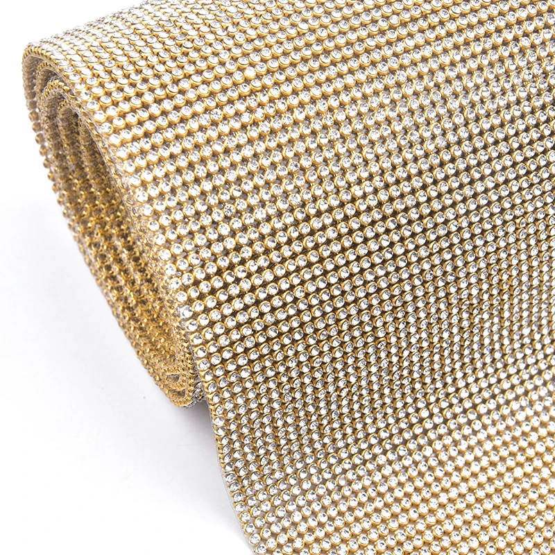 Rhinestone Applique 2mm 3mm 4mm Crystal AB Iron on Adhesive Silver Gold Base Mesh Trim DIY Wedding Cake Clothes Accessories