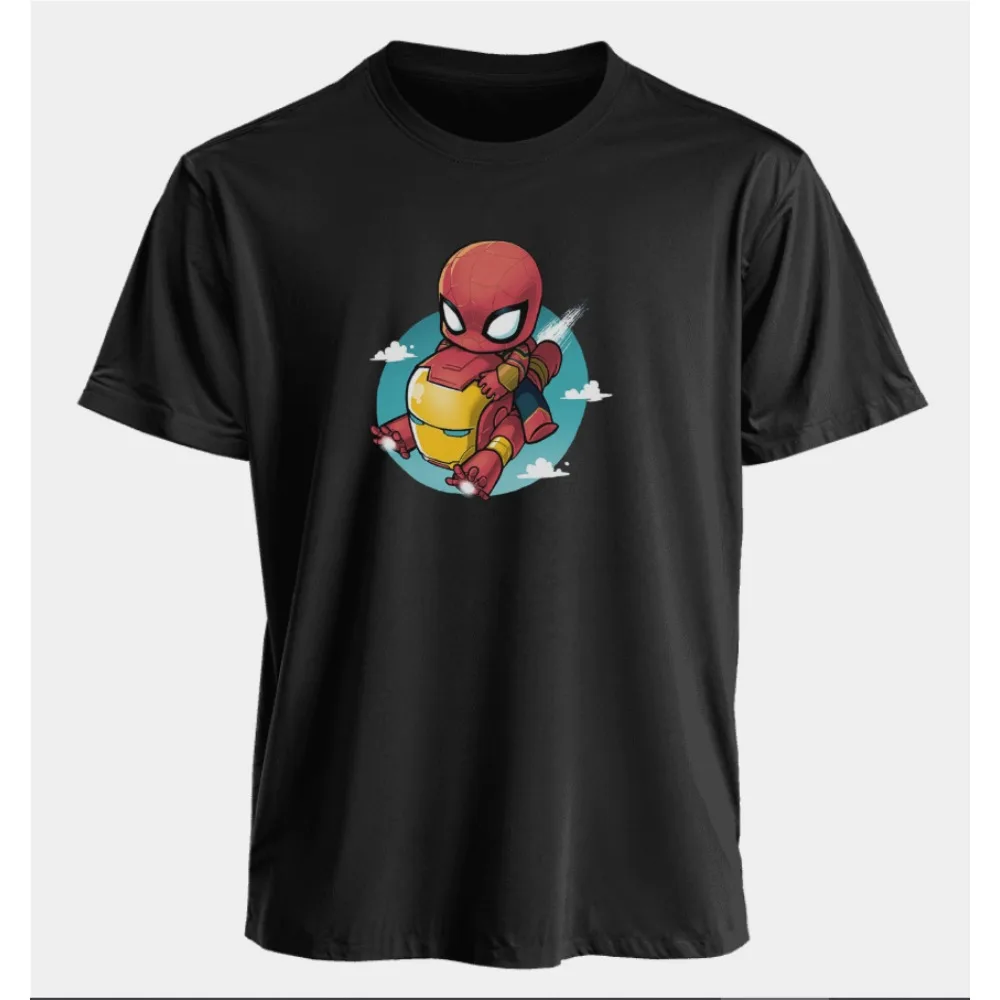 Marvel Men's and Women's T-shirts - Spider-Man Iron Man Summer American Style Spring and Autumn Sports Fitness Short Sleeves