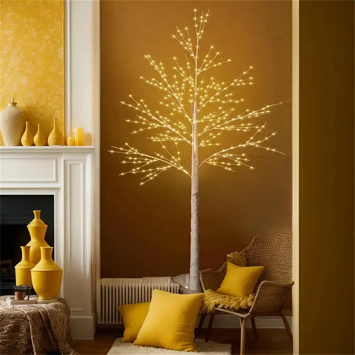 1.2M/1.5M/1.8M LED Birch Tree Light USB 8 Modes Artificial Birch Tree Floor Lamp Light for Home Holiday Christmas Decoration