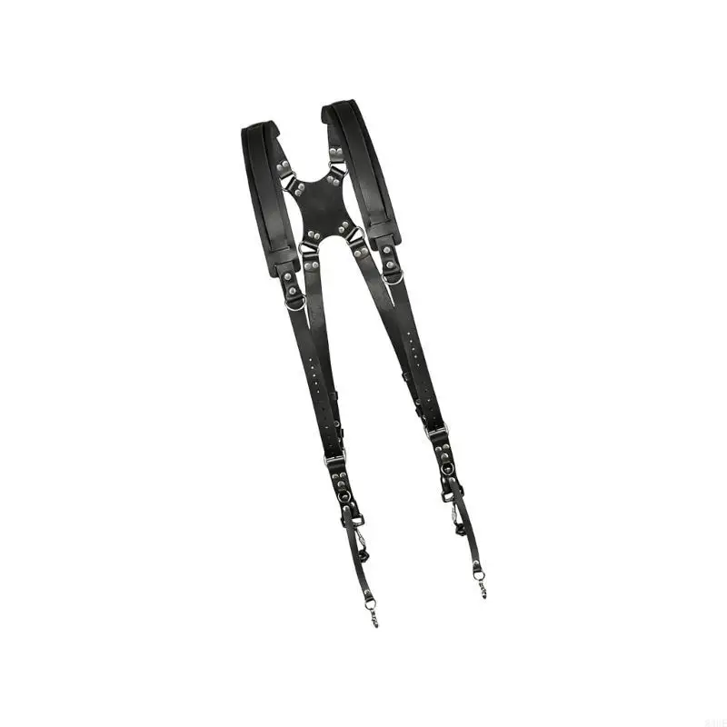 Leather Camera Harness Double Shoulder Straps For DSLR Equipment AntiSlip Suedes Lining Photography Accessory 83CE