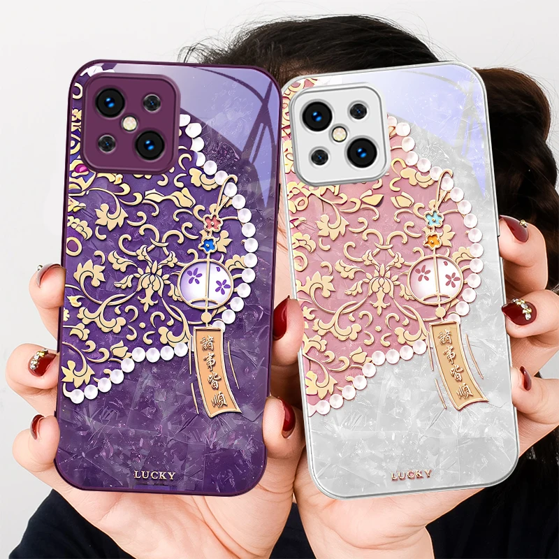 

Chinese Wind Chime Color For Find X5 X3 Lite Reno 6 4Z 5G OPPO A72 79 73 58 A54S OnePlus Nord N200 Tempered Glass Phone Case