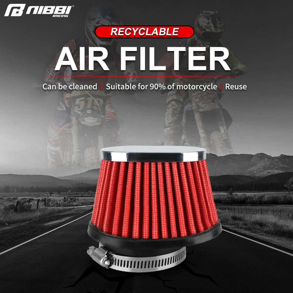 NIBBI Motorcycle Air Filter 35/42/48/55mm Universal Carburetor Air Filter Cleaner Intake Pipe Modified Dirt Pit Bike