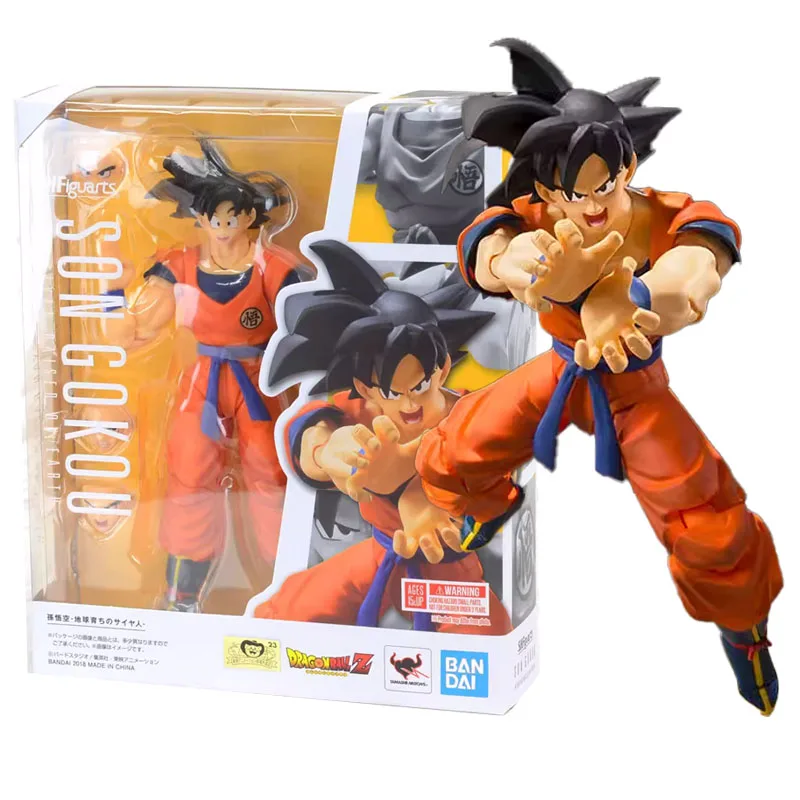 Bandai Figure Dragon Ball Anime Figures SHF Son Goku 2.0 Black Hair Collection Model Action Figure Toys For Boys Children's Gift