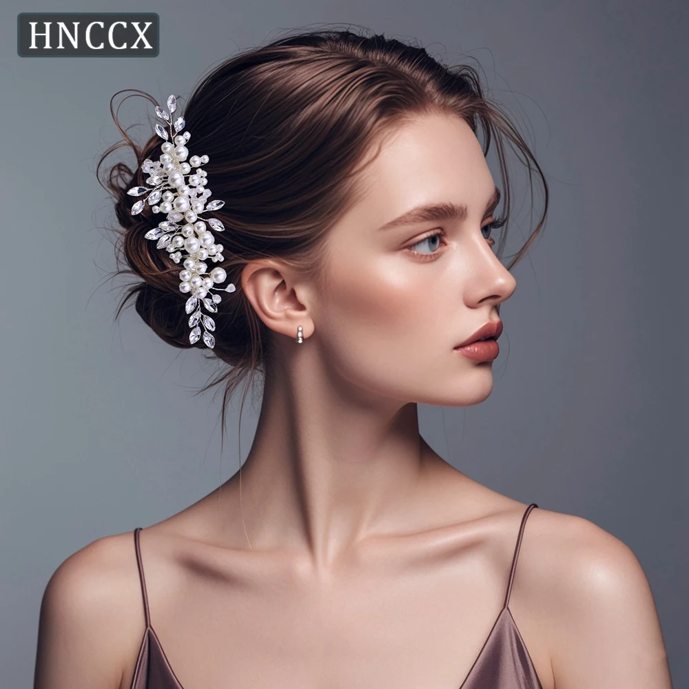 

YouLaPan Exquisite Women's Pearl Hair Comb Handmade With Rhinestones Suitable For Weddings Dances Dinners Hair Accessory HP13