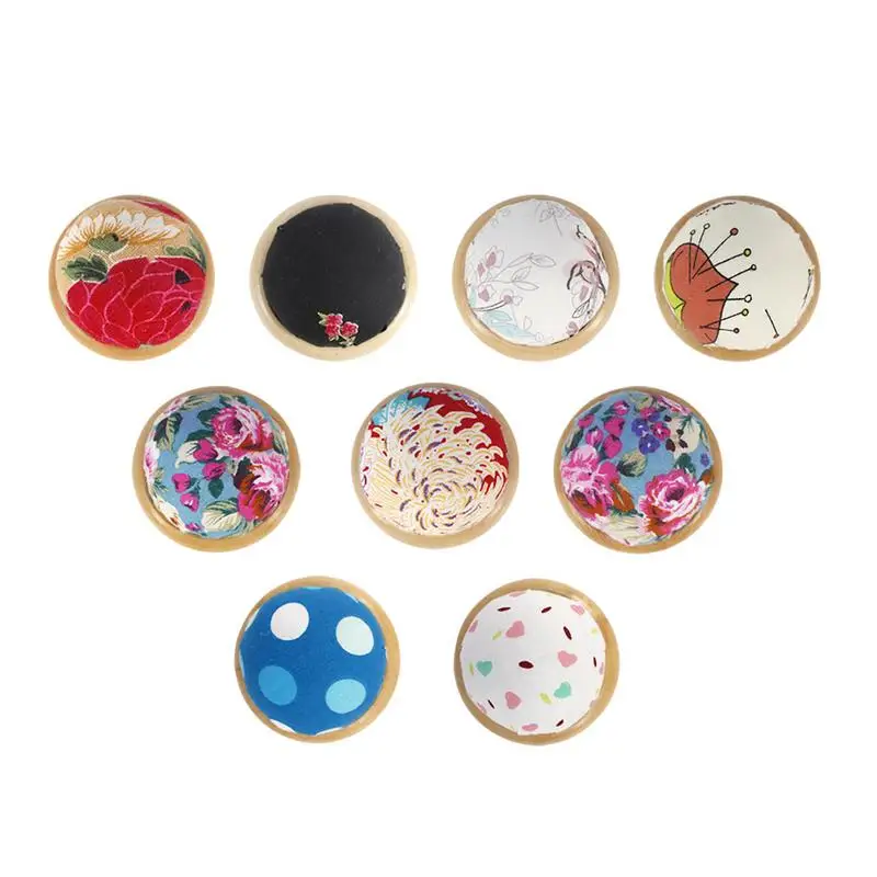 Embroidery Pin Cushion Japanese Style Wooden Base Round Pin Cushion Sewing Needle Holders DIY Sewing Quilting Accessories