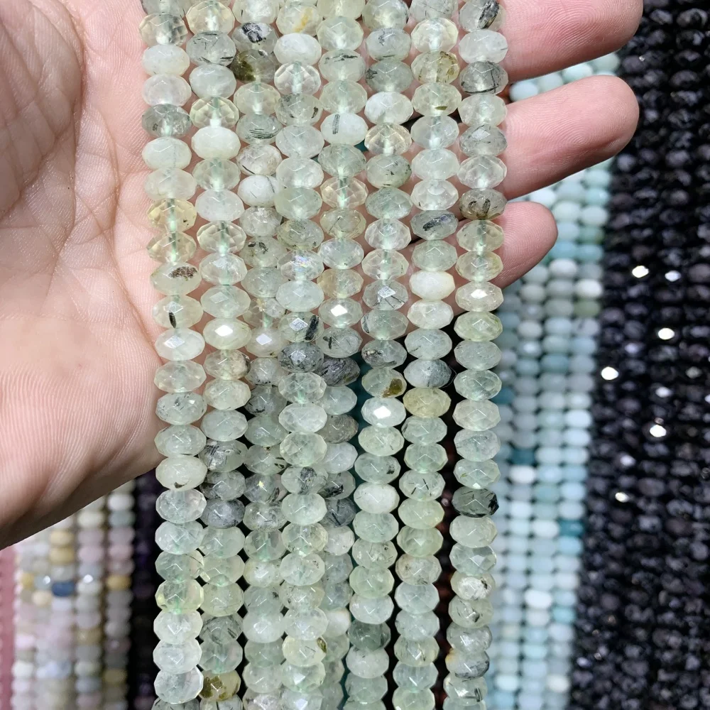 Natural Tiger Eye Abacus Beads 5x8mm Polished Prehnite Spacer Strand Beads For DIY Making Jewelry Accessory Bracelet Necklace 15