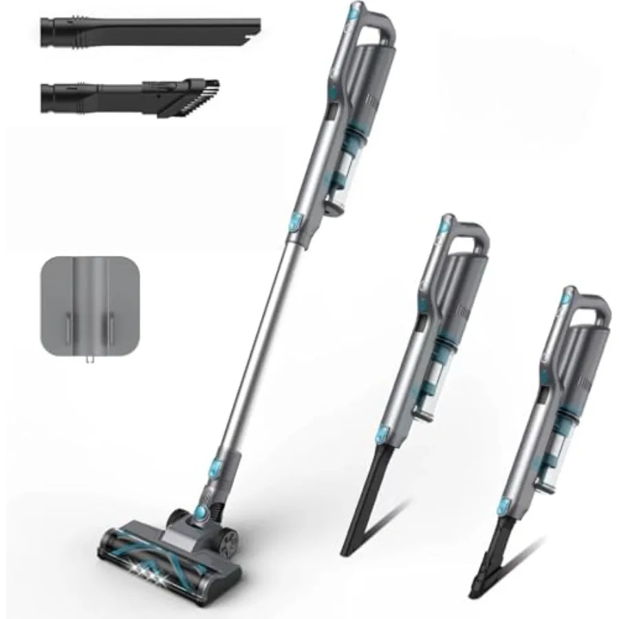 

Беспроводной пылесос 280 Вт для дома, мощный вертикальный пылесос с 45-минутным временем работы, защита от наматывания волос, контейнер для пыли 1,2 л, перезаряжаемый, беспроводной