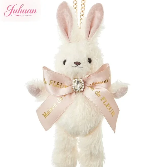 Japanese Fashion Sweet Cute New Rabbit Bow Rhinestone Bow Plush Pendant Women Bag Pendant