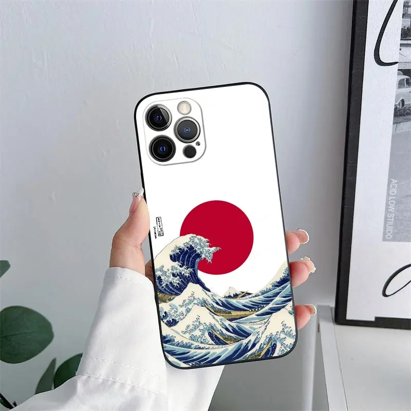 Katsushika Hokusai Japanese Art Great Wave Phone Case for iPhone 11 15 Pro Max Case 14 Plus 13 Pro 12 11 X XS XR 8 SE Soft Cover