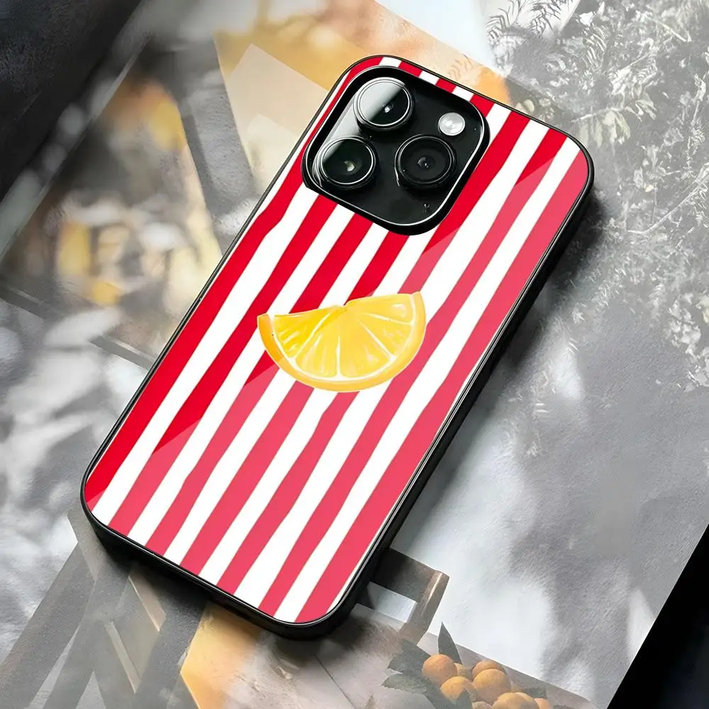Lemon Cool Stripe Pattern Phone Case For SAMSUNG S25 26 24 22 23 Note5 7 8 9 10 S8 Plus Lite S20 ULTRA S21 PC+TPU Silicone Fund