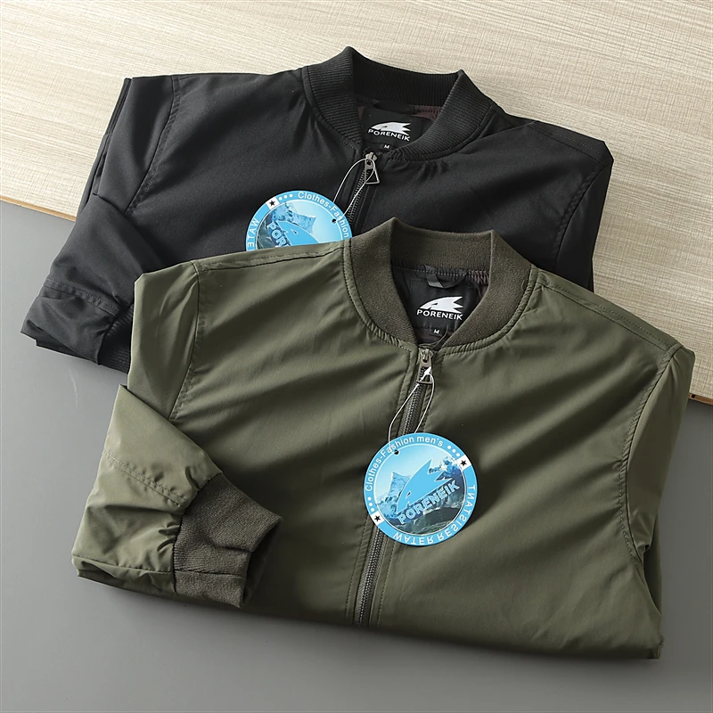 

Classic Ma Flight Jaet Men's Faionable Spring Autumn Baseball Sle Outerwear Stand Fit Long Sve Zipper Closure