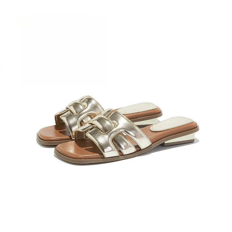 Women Slippers Summer Luxury Outdoor Beach Sandals for Women Flat Trend Design Slideshow Women Shoes Pantuflas De Mujer