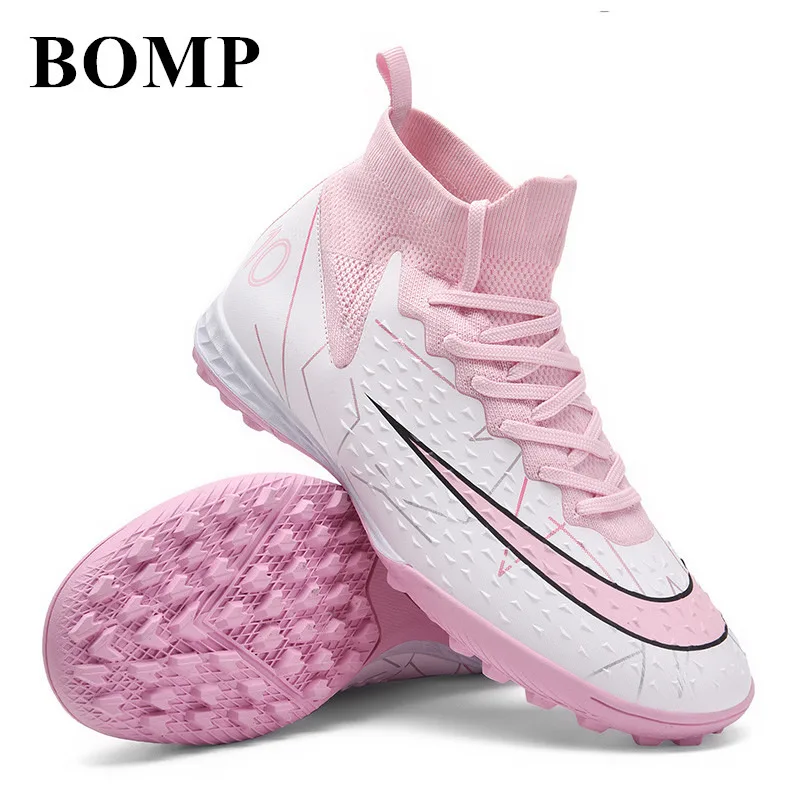 

High Quality Pink Football Boots Men Outdoor TF/FG Unisex Soccer Shoes Comfy Lightweight Cleats Football Man zapatos de futbol