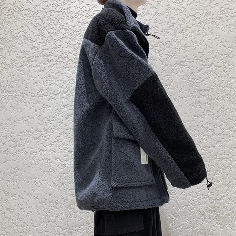 Medium-long Style Parkas Men Black-gray Patchwork Zipper Fashion Ulzzang Daily Ins All-match Warm Winter New Teens Simple Casual