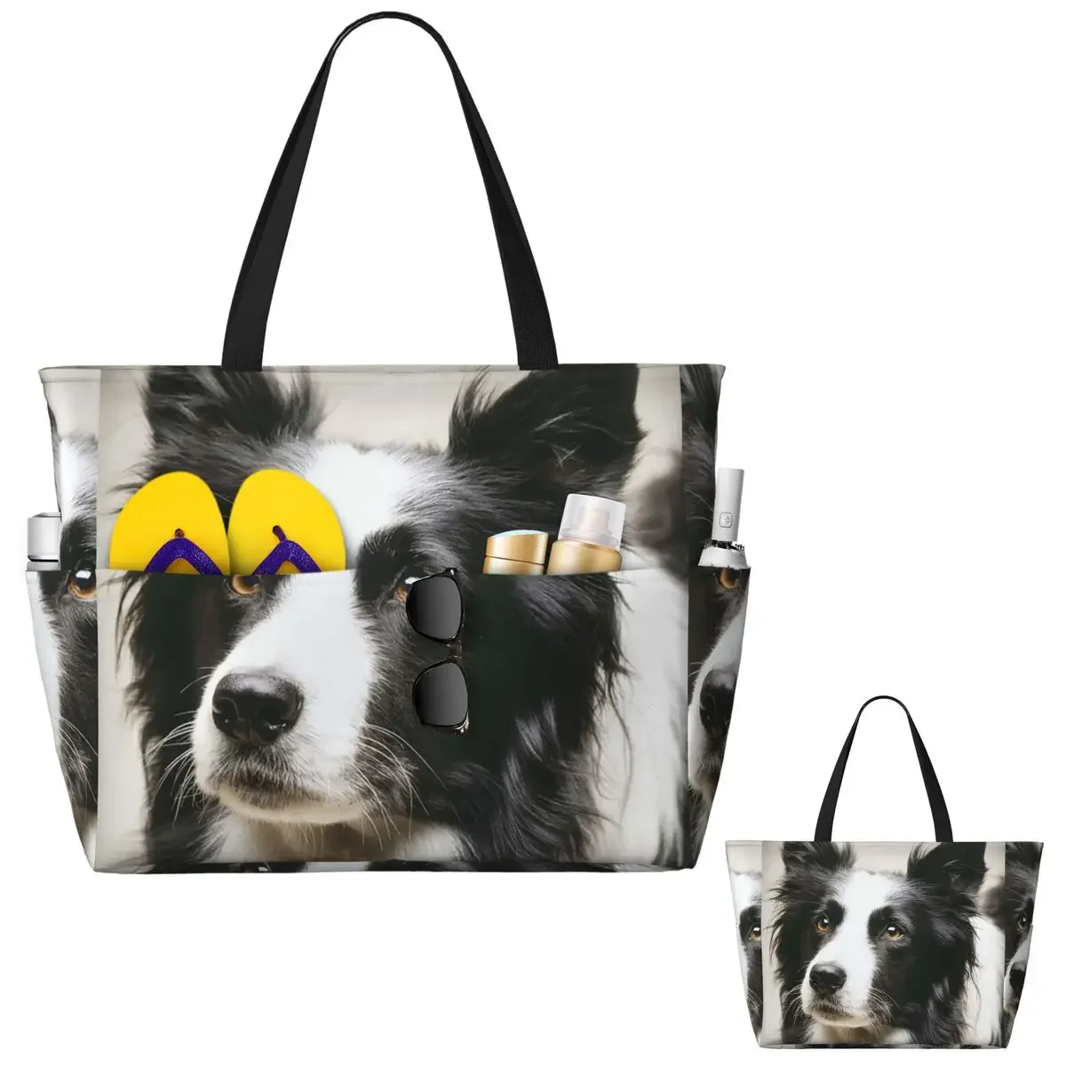 

Working Border Collie Beach Tote Bag Sport Gym Yoga Duffle Large Tote Bag Women Travel Bag Fitness bag