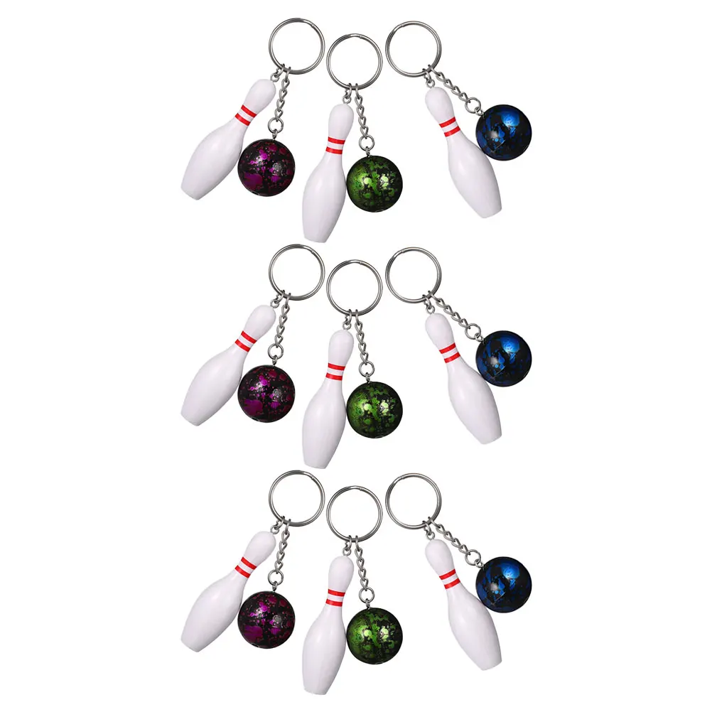 

9pcs Keychain Plastic Key Chain Kids Ball Chains Sports Themed Rings Backpack Charm Kids Car Keys Decor Accessories