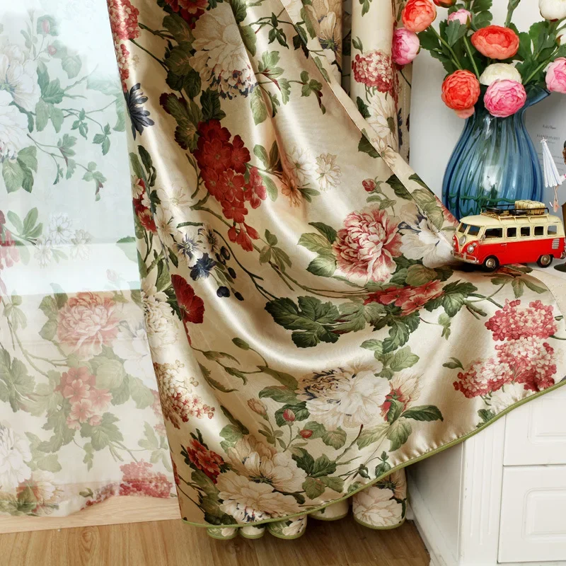 Modern High-precision, Luxurious Flower Double-sided Printed Curtains for Living Rooms, Bedrooms, Blackout, Home Curtains Custom
