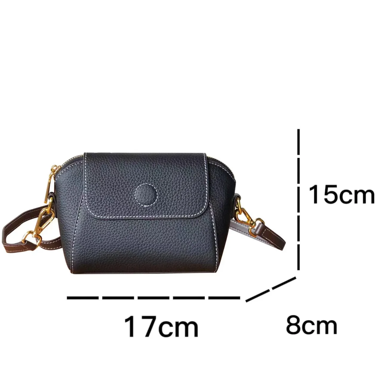 Genuine Leather Women\'s Bag Niche Small Shell Bag Head Layer Cowhide Casual Fashion One-Shoulder Crossbody Handbag Is Versatile