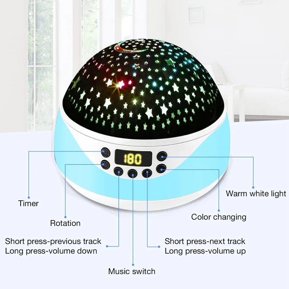 어린이 방을 위한 좋은 별 야간 조명 프로젝터, 아기 감각 조명, 360도 회전 별이 빛나는 별 프로젝터, 소년을 위한 선물