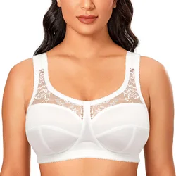 Minimiser Bra for Women Sexy Lace Large size Non padding Wirefree Full cup Bras Plus Size Bralette Breathable Underwear BCDEFGH