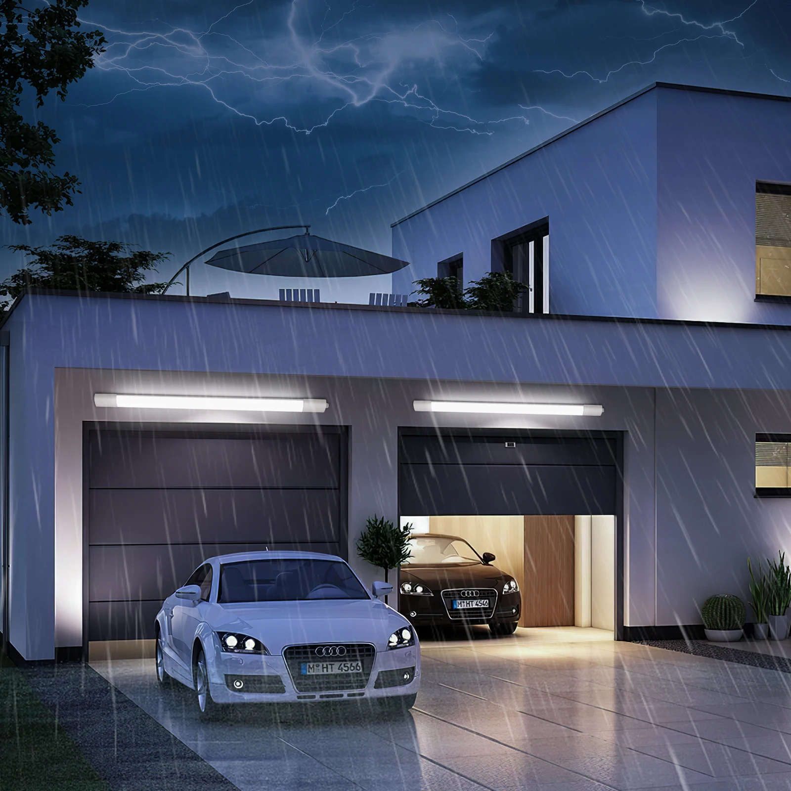 4er-Pack Wasserdichte LED-Deckenleuchten, 20W/30W/36W/45W, IP66, 4000K, Verbindbare Röhrenleuchten für Keller, Garage, Wohnzimmer – Detail 6
