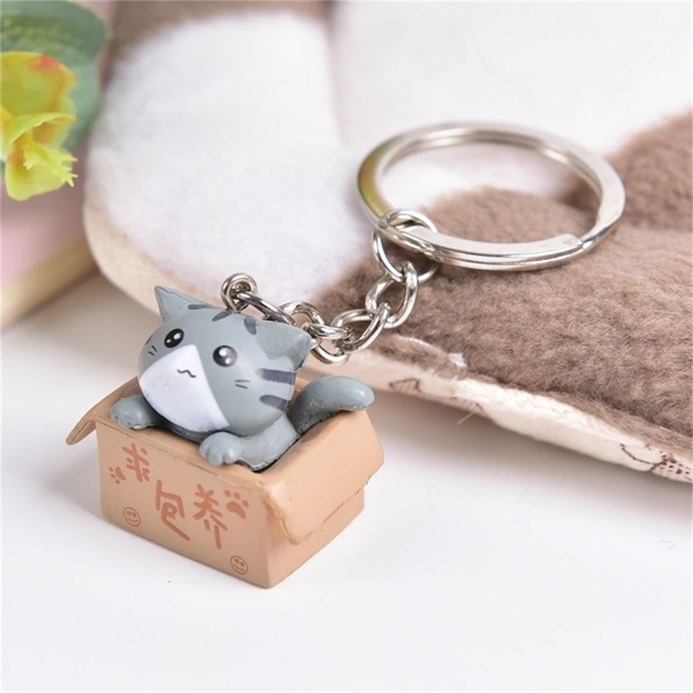 Cute Cartoon Pet Cat Keychain Lucky Fortune Carton Cat Toy Key Ring for Women Men Car Handbag Phone Case Pendent Couple\'s Gift