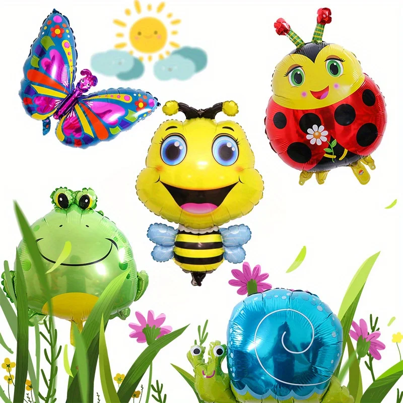 

5pcs Forest Animal Theme Insect Balloon Bee Butterfly Frog Snail Child Toys Helium Balloon Birthday Party Decoration Baby Shower